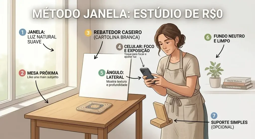 Como fotografar artesanato com celular - Metodo da Janela