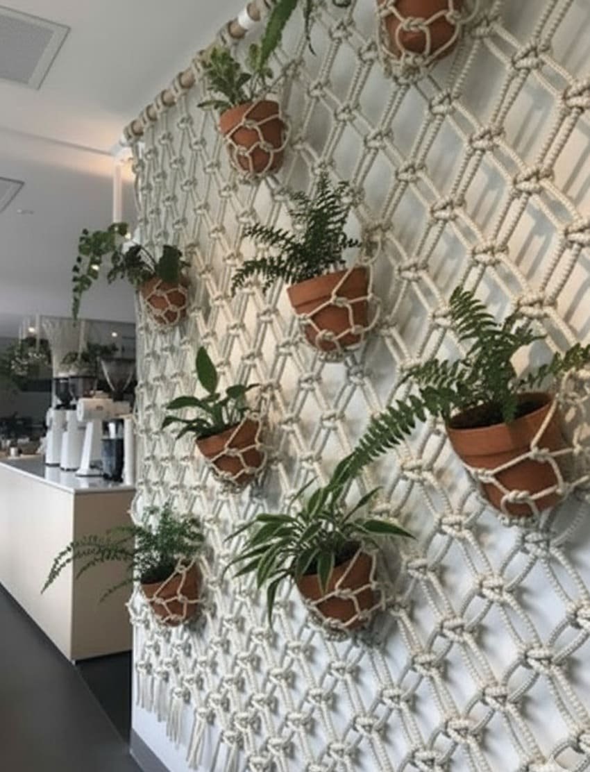 Decoração de sala pequena com macramê