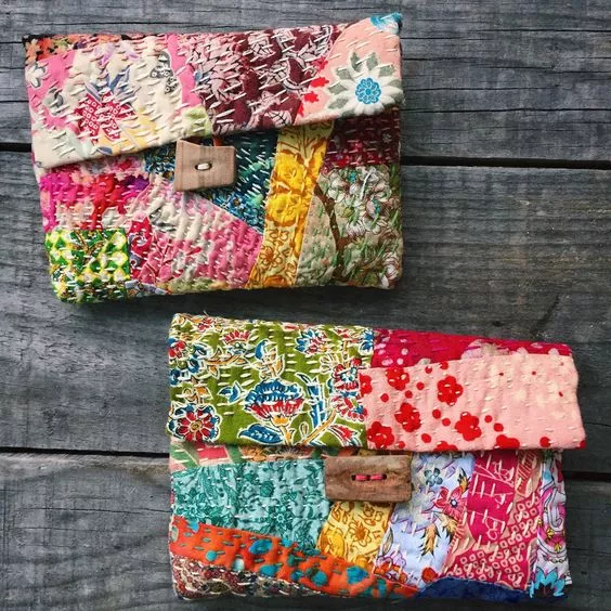 BOLSA DE TECIDO COM RETALHOS 5 bolsas de retalhos