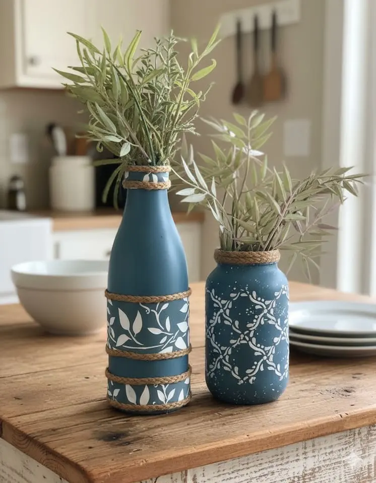 Tons de azul: charme, equilíbrio e inspiração para decorar e criar 13 Decoração com garrafas de vidro tons de azul